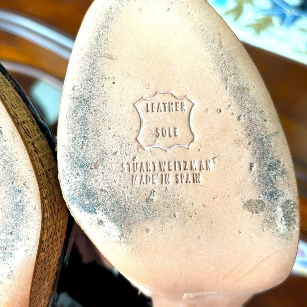 Stuart Weitzman for Scoop NYC Slingback Peep Toe Heels Tortoise Patent Leather